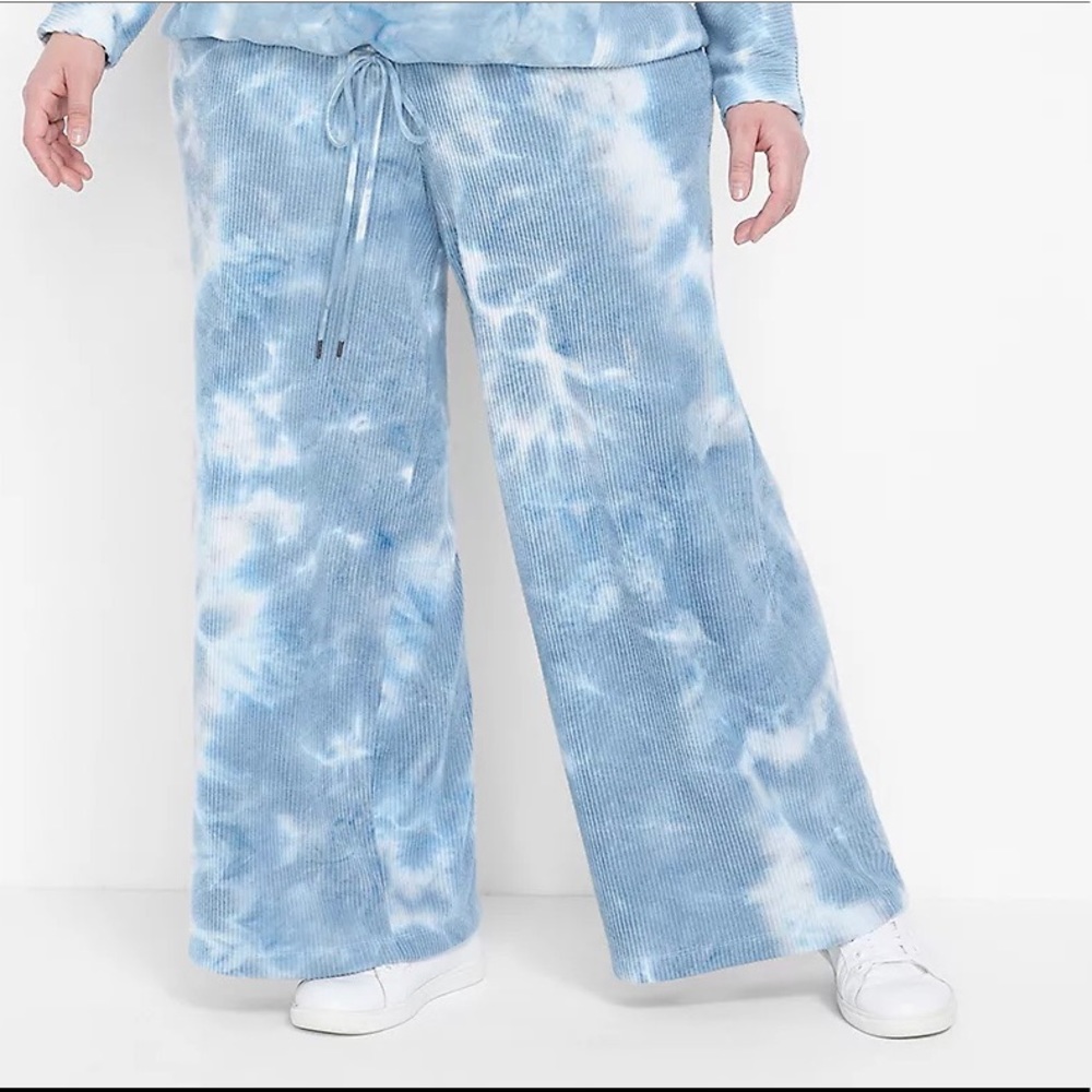 NEW Lane Bryant LIVI Wide Leg Hacci Pants Size 14/16 Blue Tie Dye Soft NWT